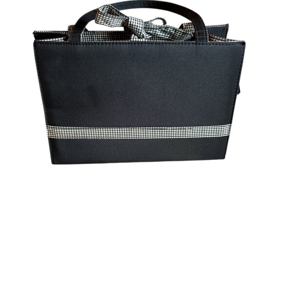 Embroidery Multi-colored and Black Ladybug Purse w/checkered Bow and Straps - Picture 3 of 13